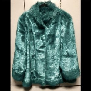 Terry Lewis Teal Faux Fur Jacket 2X Pristine!
